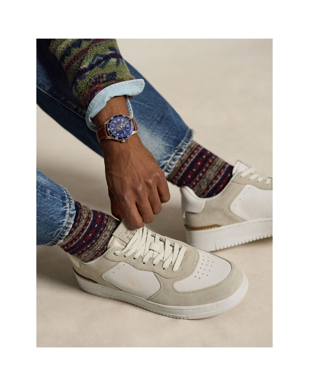 Polo Ralph Lauren Natural Masters Court Leather Trainers for men