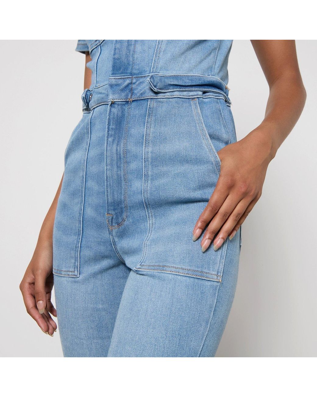 GOOD AMERICAN Blue Bootcut Jumpsuit
