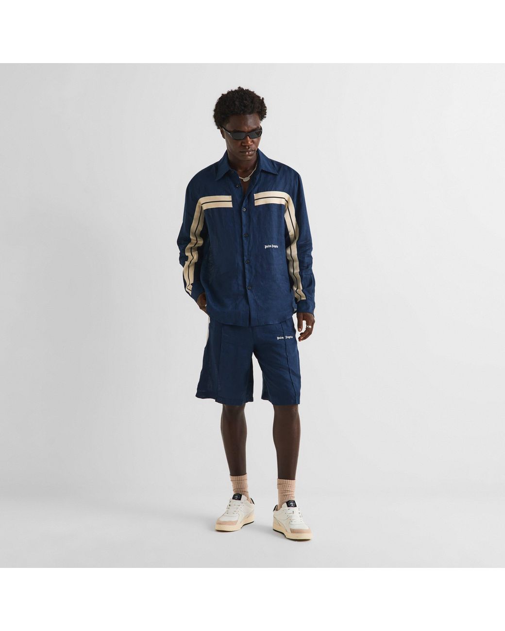 Palm Angels Blue Woven Tracksuit Shorts for men