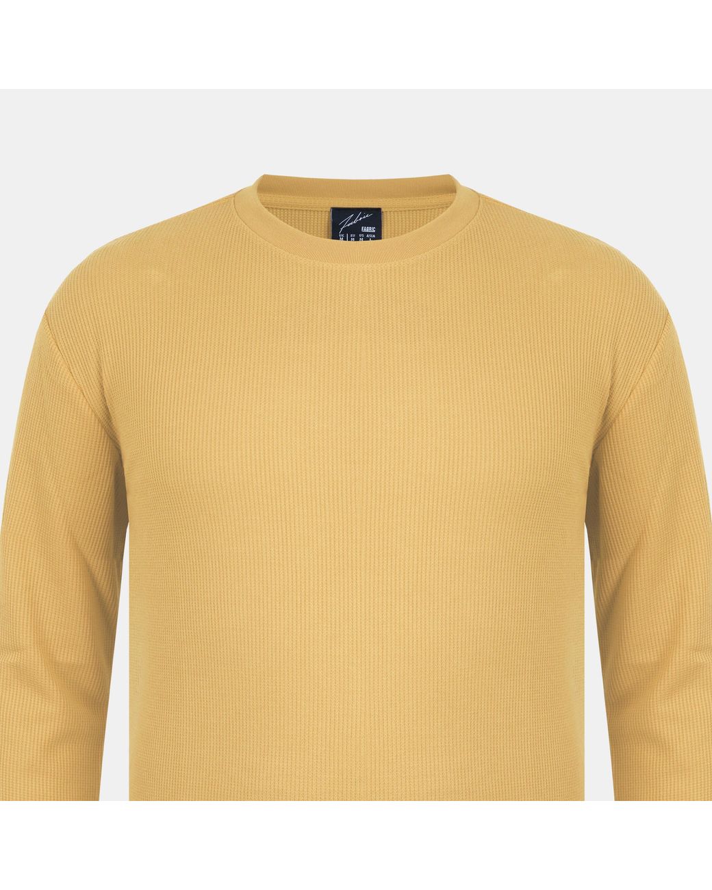 Fabric Yellow Regular Fit Waffle T-Shirt for men