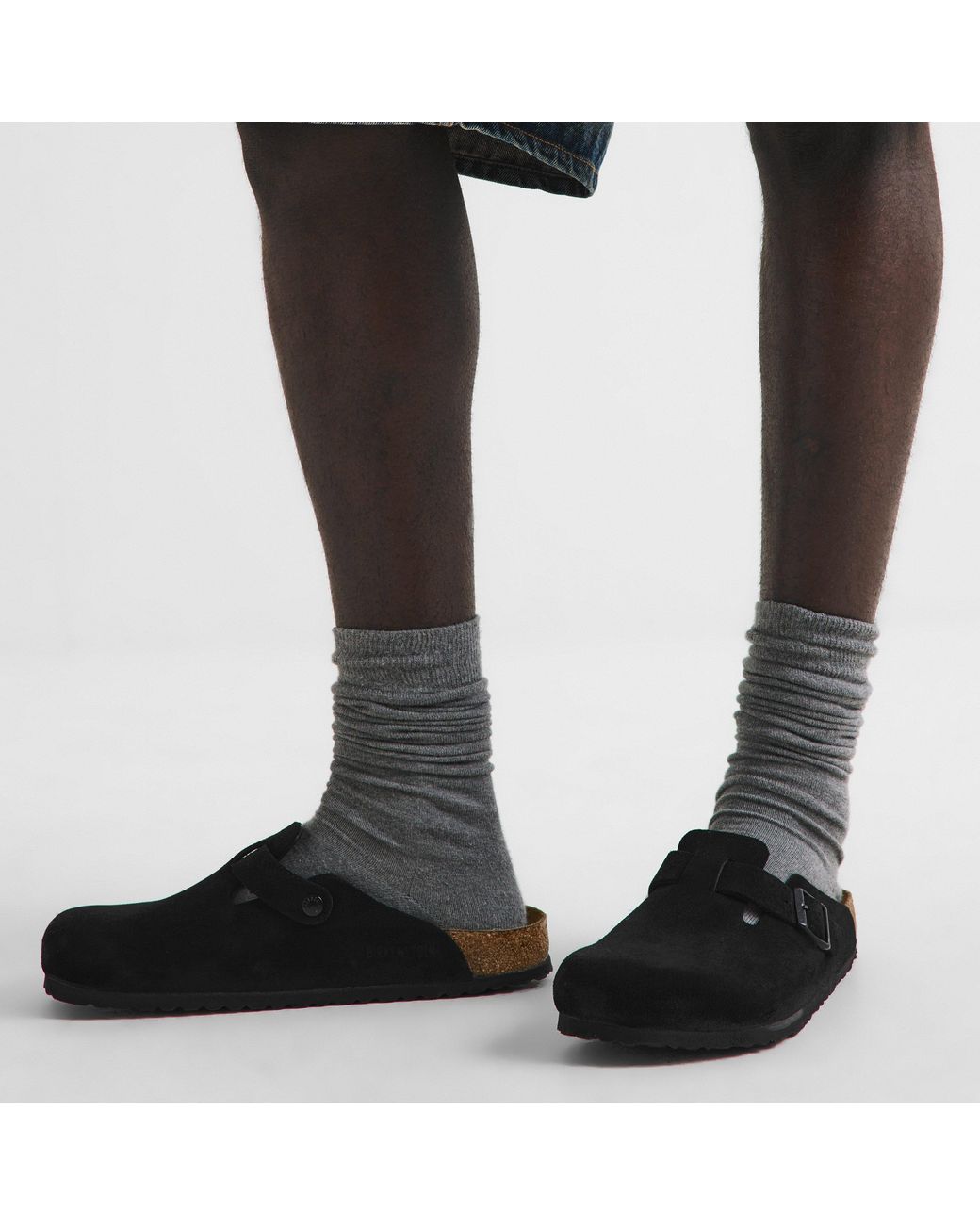 Birkenstock Black Boston Suede for men