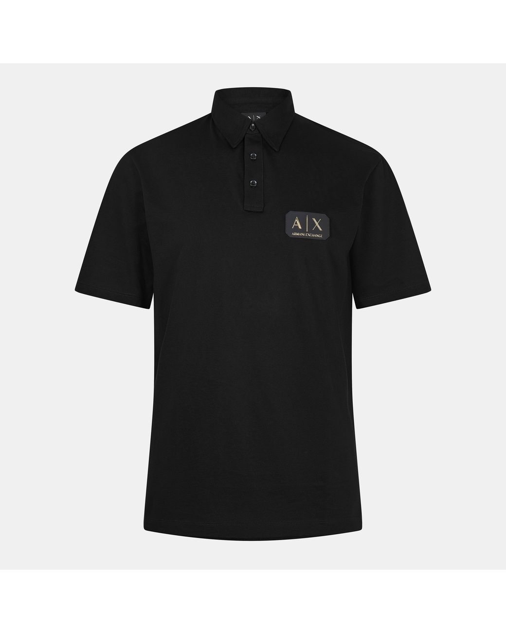 ARMANI EXCHANGE Black Ax Badge Short Sleeve Polo Shirt for men