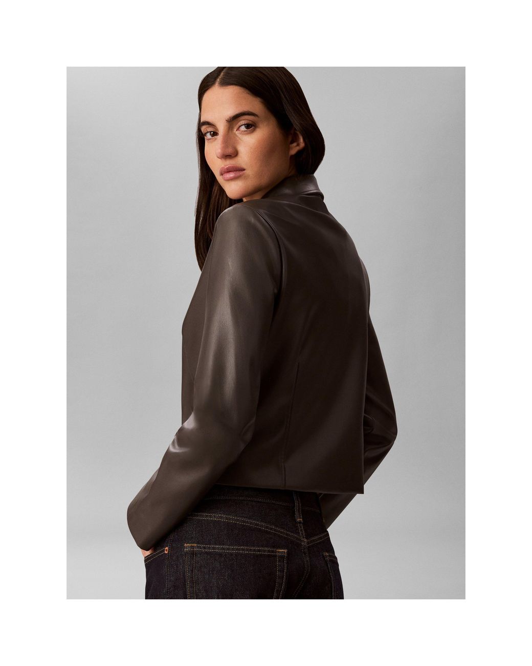 Calvin Klein Gray Faux Leather Jacket