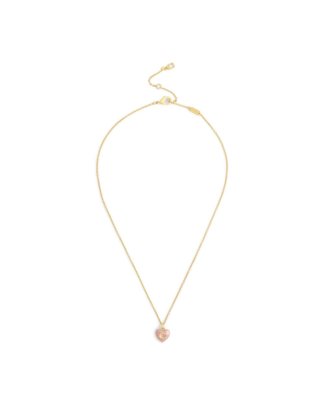 COACH Metallic Heart Pearl Pendant Necklace