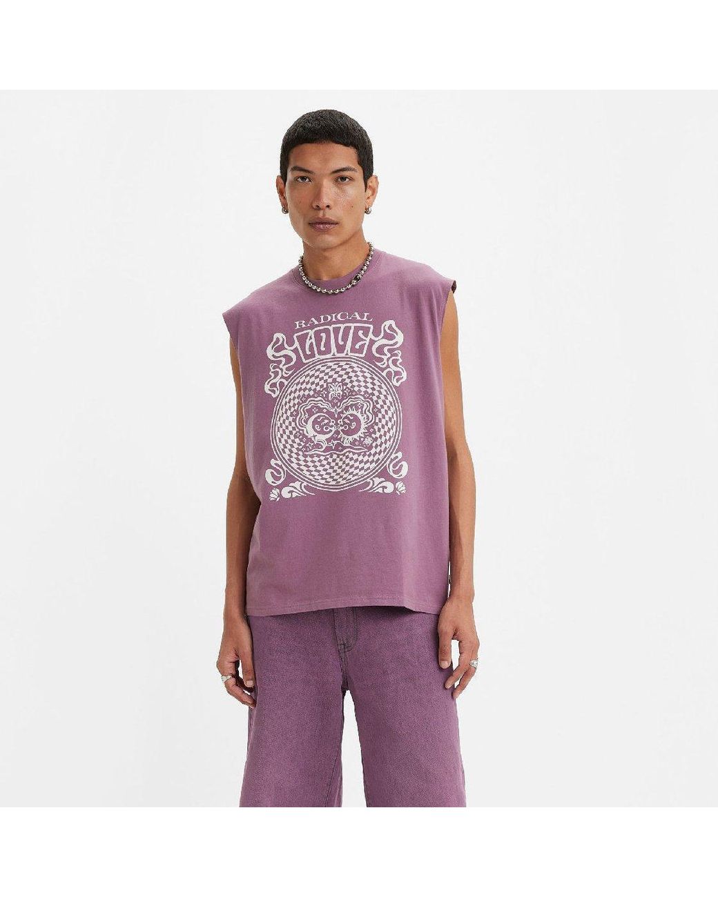 Levi's Purple Levi's Pride Graphic Crew Neck Muscle Tank for men