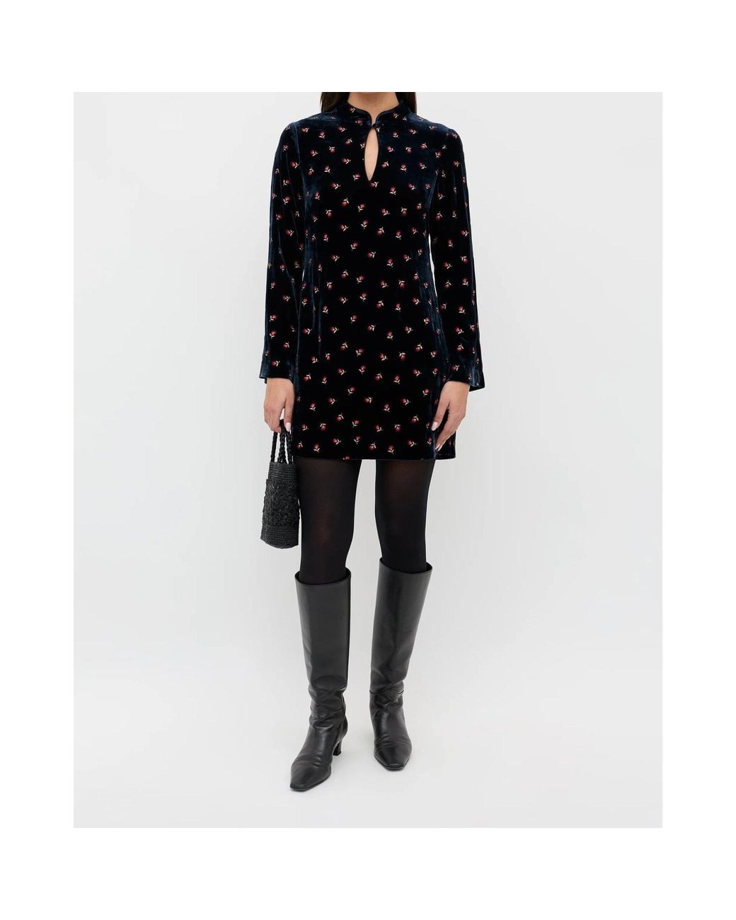 Rixo Black Calla Mini Dress