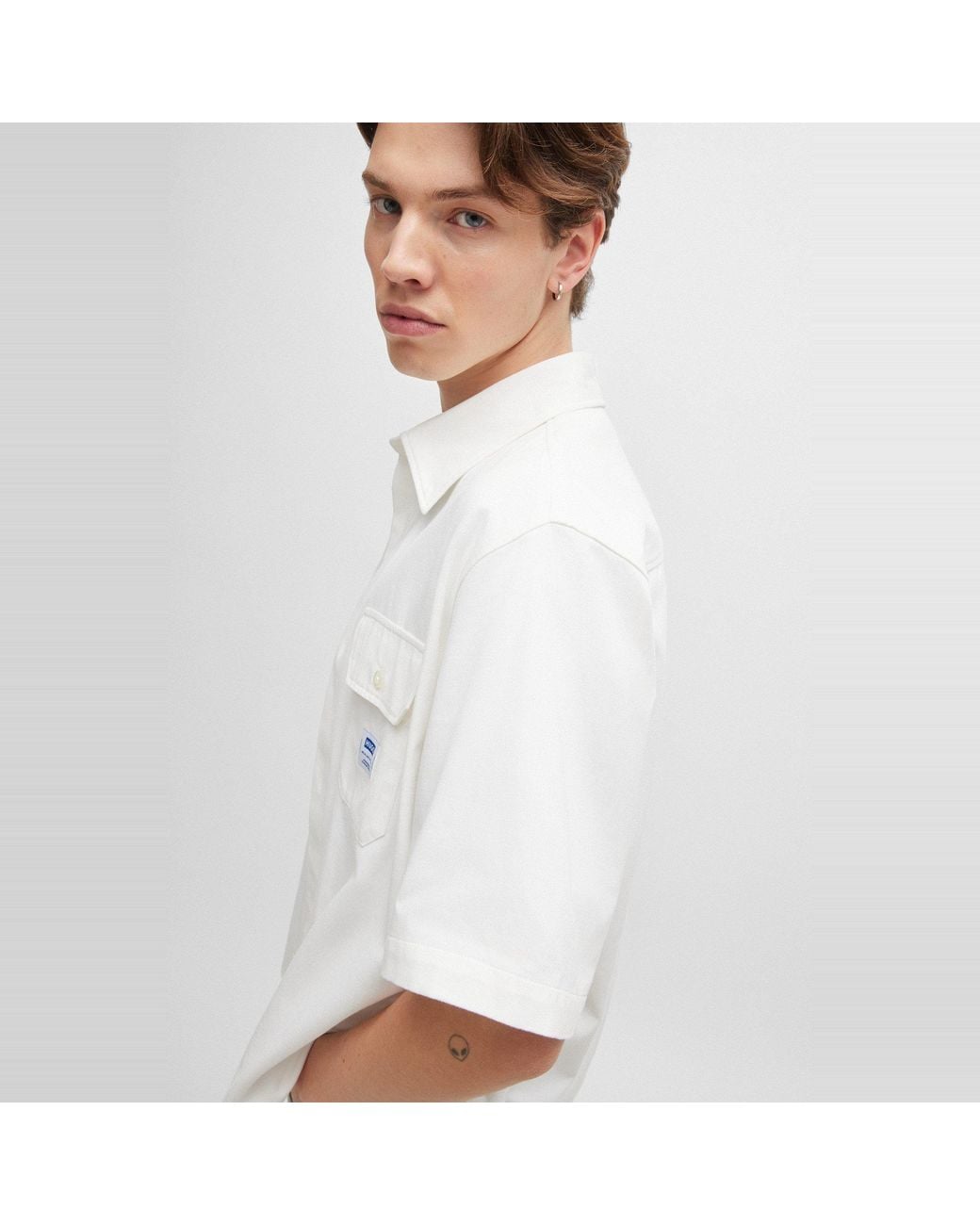 HUGO White Oversized-Fit Shirt for men