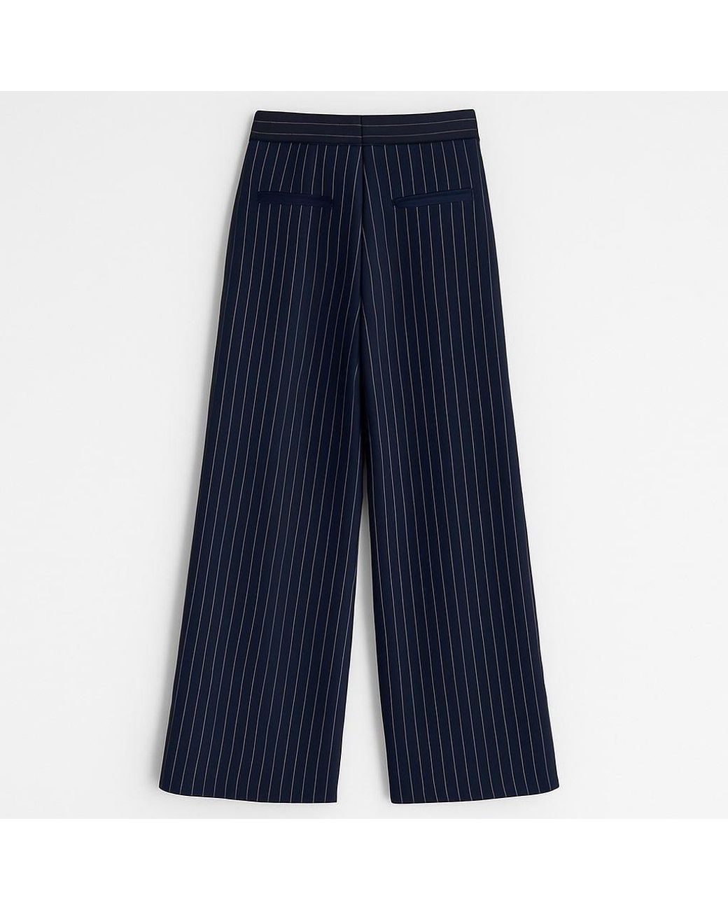 I Saw It First Blue Pinstripe Wide Leg Trouser