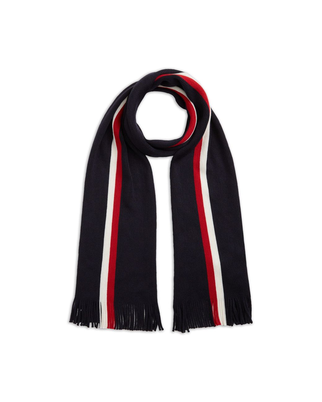 Tommy Hilfiger Black Global Stripe Wool Blend Scarf