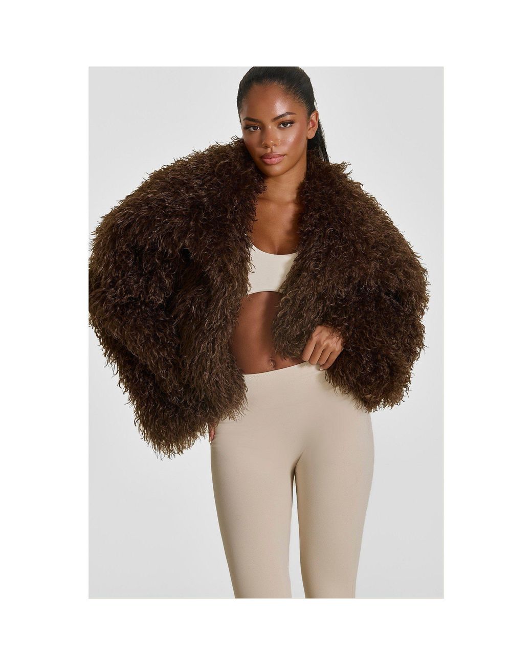 Mars the Label Brown Mongolian Faux Fur Teddy Coat