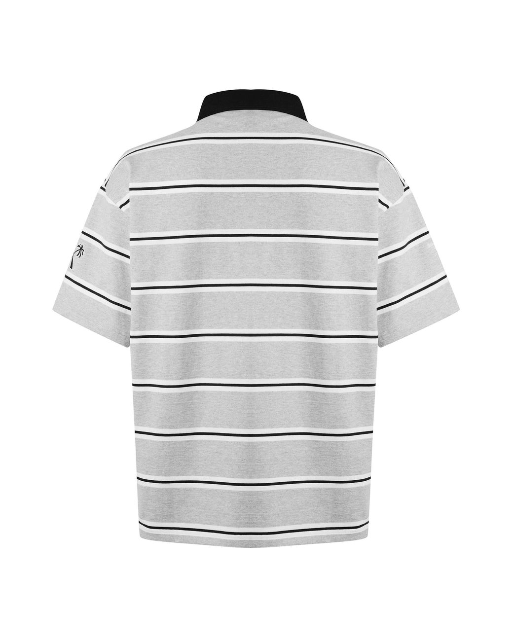 Palm Angels Gray Striped Cotton Oversized-Fit Short-Sleeve Polo Shirt for men