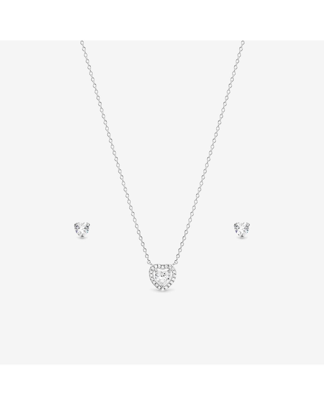 Simply Silver Gray 925 Sterling Plated Halo Heart Set