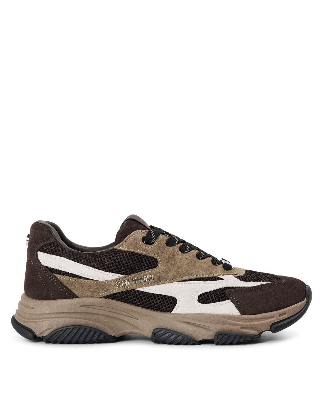 Steve Madden Brown Front Row Suede Lace-Up Chunky Trainers