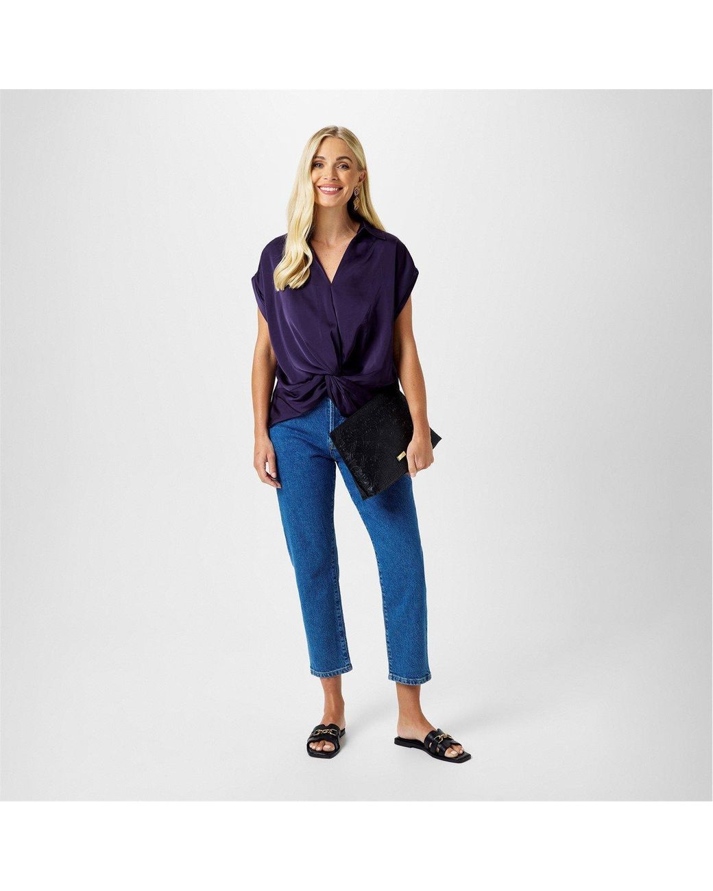Biba Blue Twist Hem Top