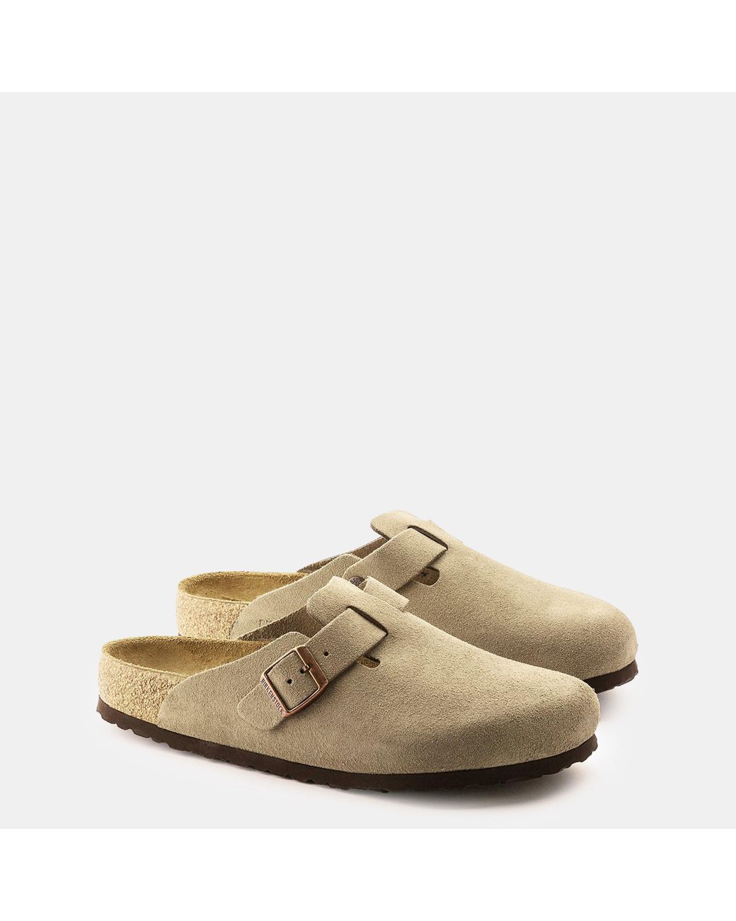 Birkenstock Natural Boston Suede Flat Sandals