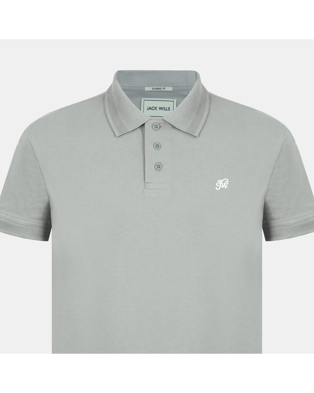 Jack Wills Gray Fine Pique Cotton Short Sleeve Polo Shirt for men