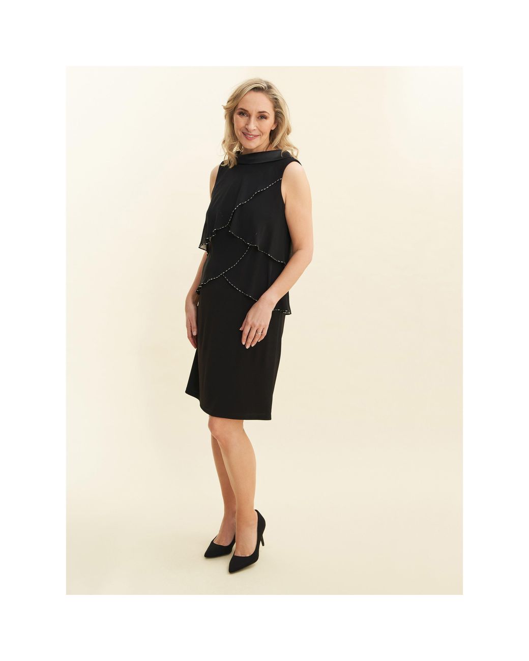 Gina Bacconi Black Gerry Sleeveless Jersey Cocktail Dress
