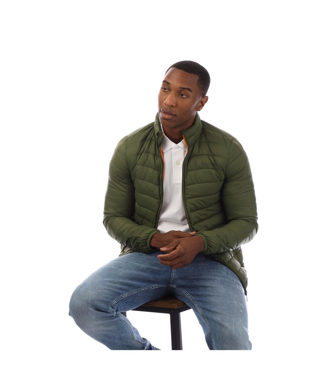 Aquascutum Green Long Sleeve Medium Puffer Jacket for men