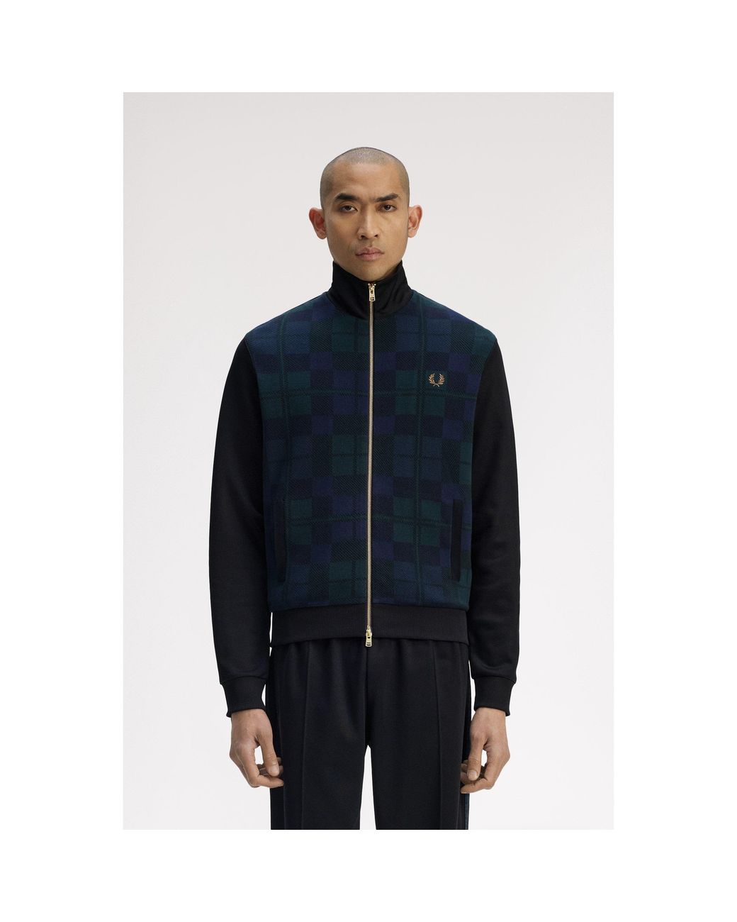 Fred Perry Blue Tartan Tracksuit Top for men