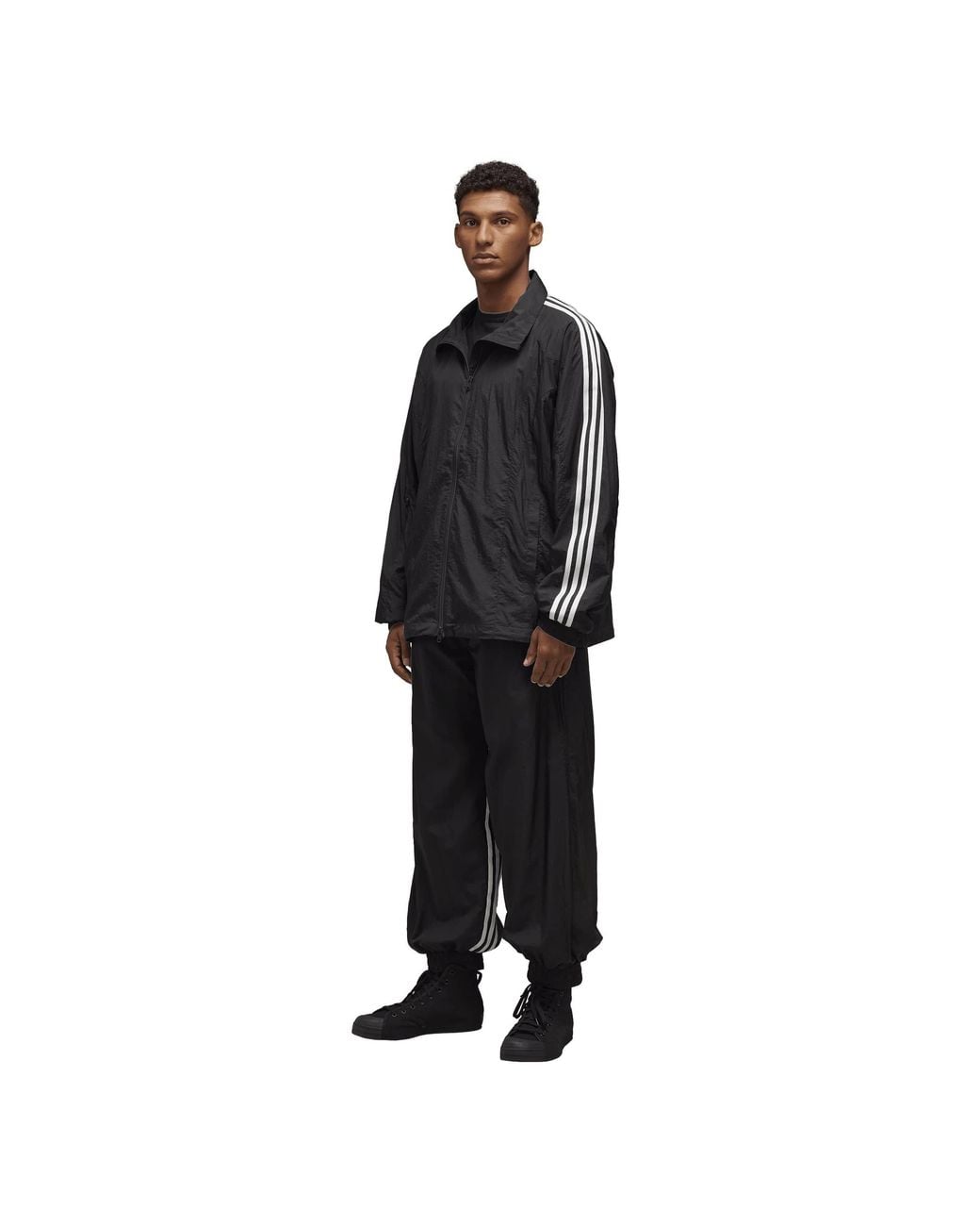 Y-3 Black 3-Stripes Shell Track Bottoms for men