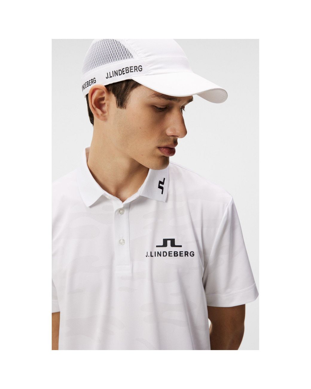 J.Lindeberg White Short-Sleeve Performance Polo Shirt for men
