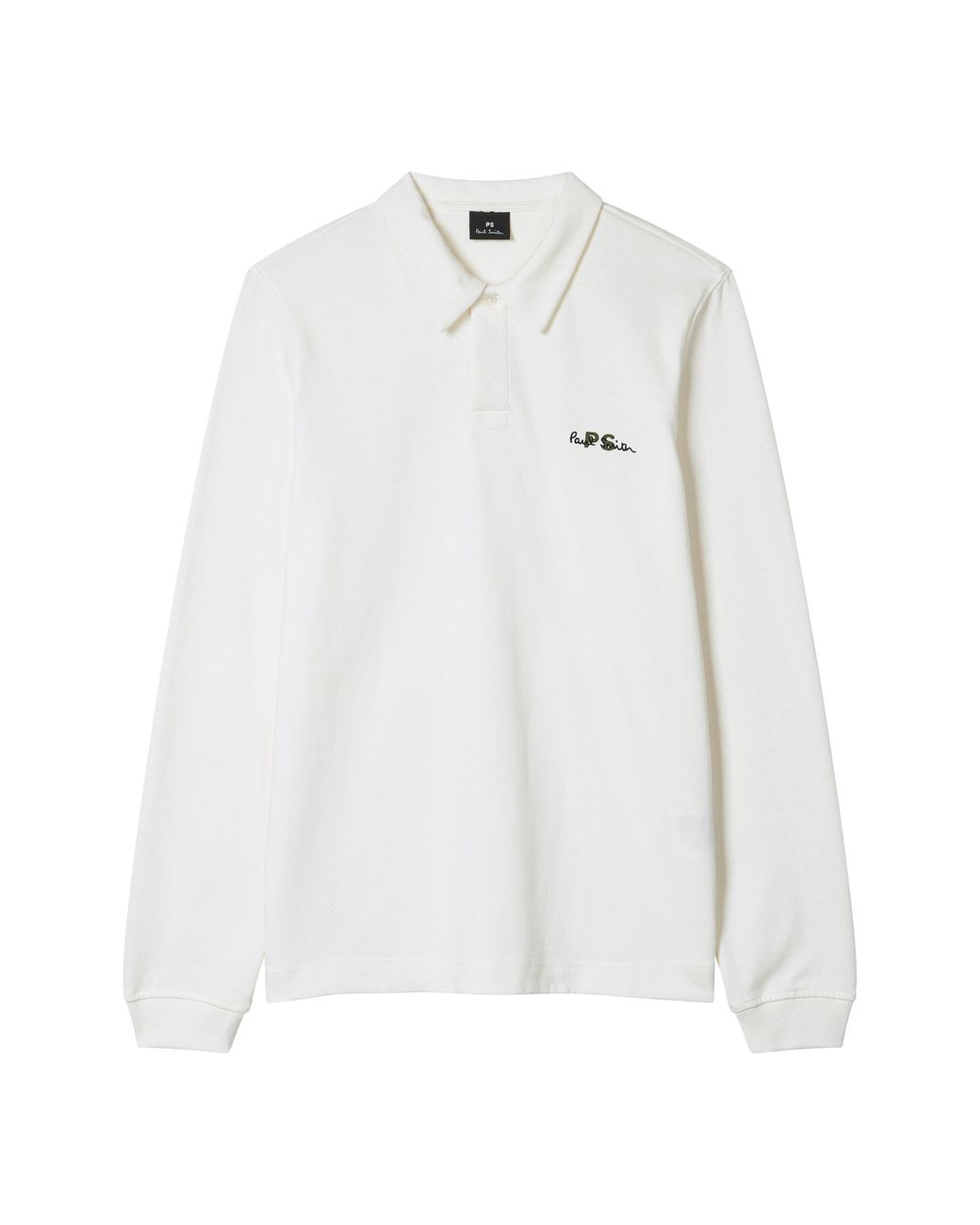 Paul Smith White Embroidered Long-Sleeve Rugby Polo Shirt for men