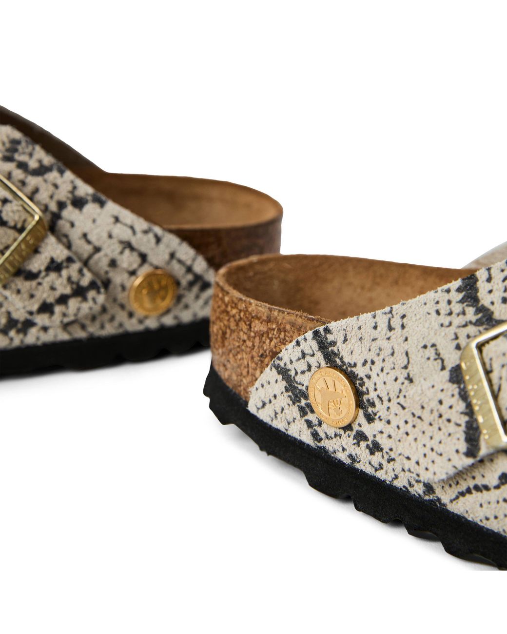 Birkenstock White Boston Suede Flat Sandals