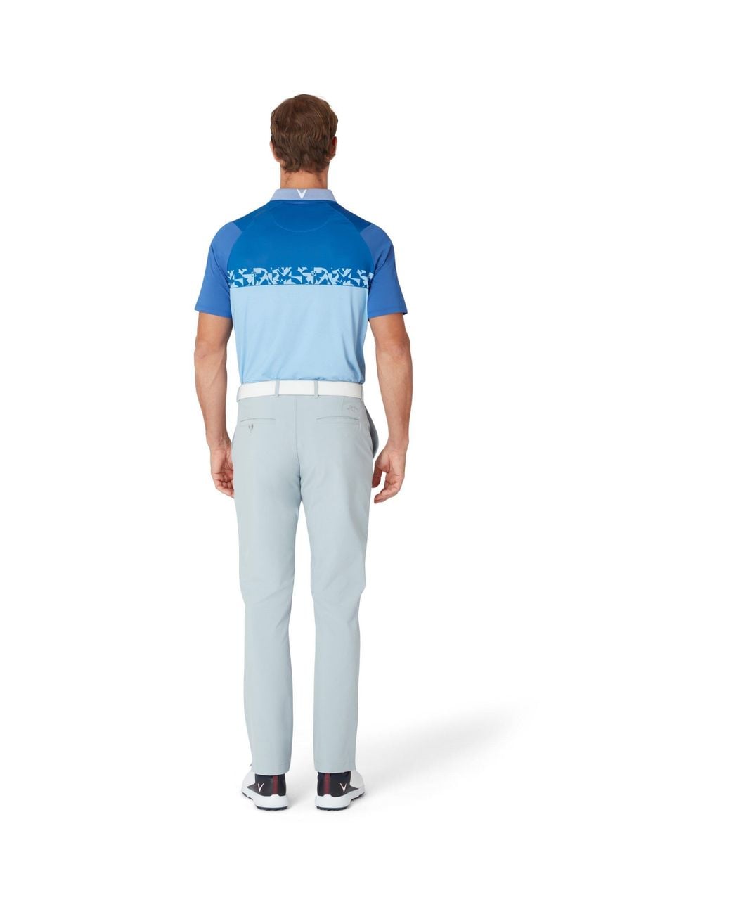 Callaway Apparel Blue Oxford Short-Sleeve Performance Polo Shirt for men