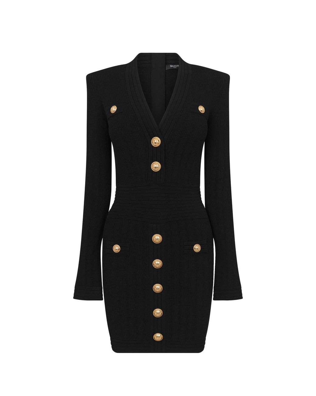 Balmain Black Knitted Button Dress