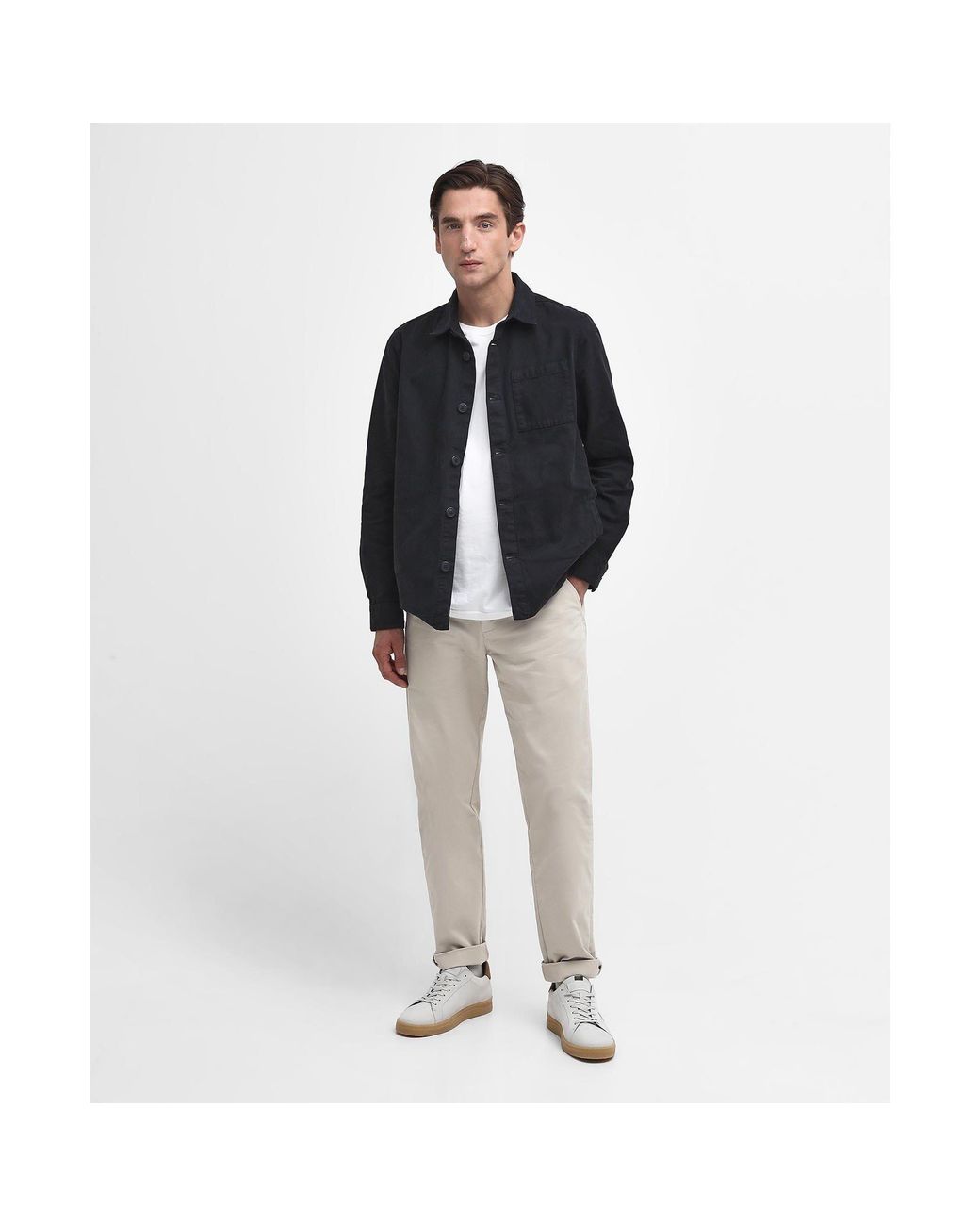 Barbour Blue Washed Cotton Long Sleeve Overshirt for men