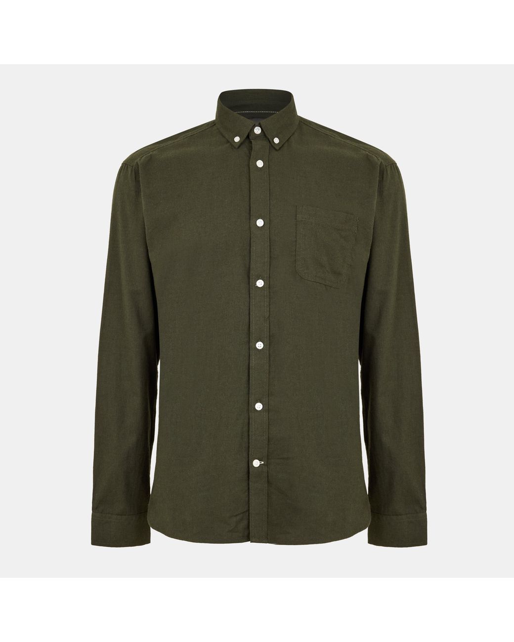 ONLY Green Long-Sleeve Plain Shirt for men