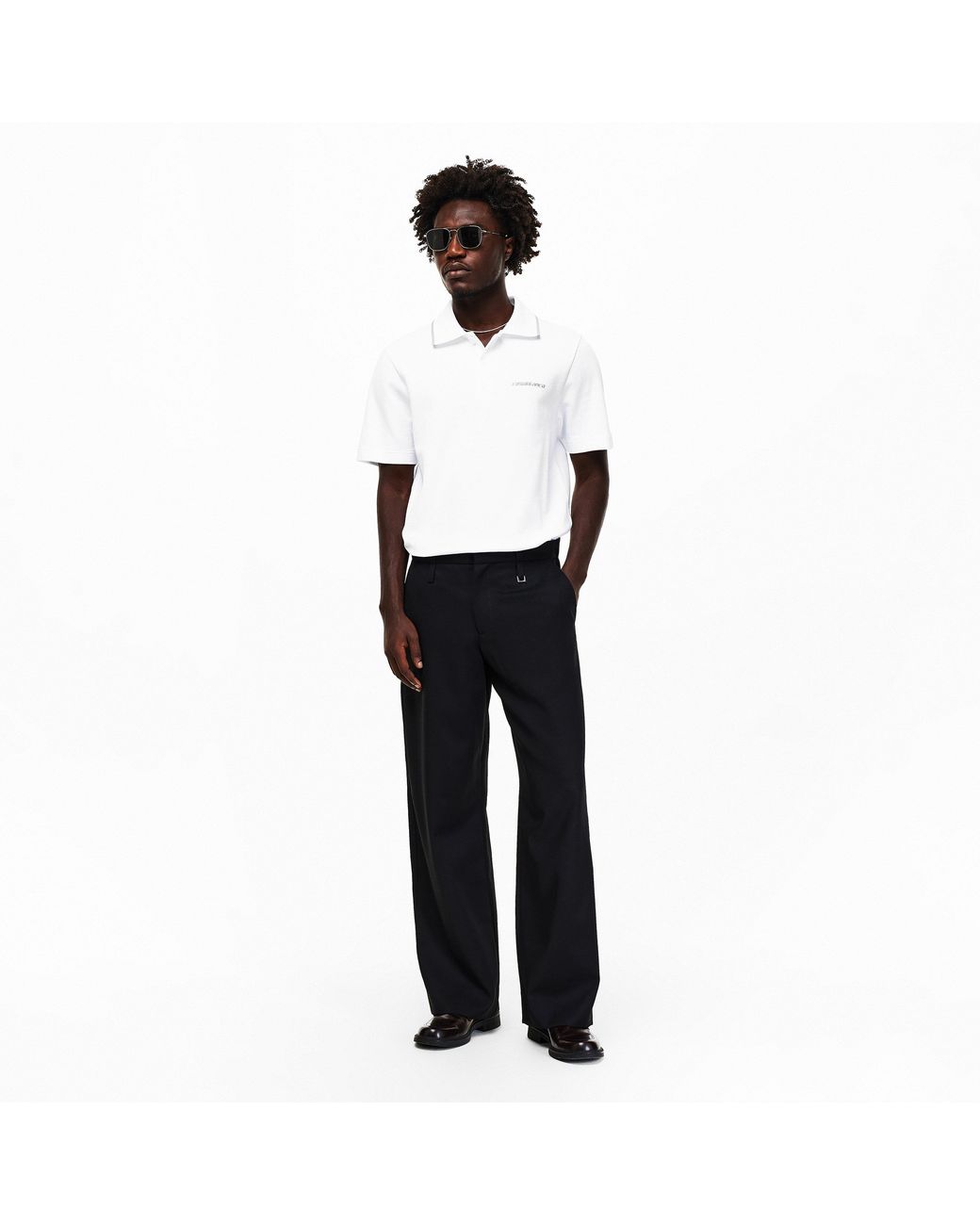 Casablanca White Embroidered Laurel Short Sleeve Polo Shirt for men