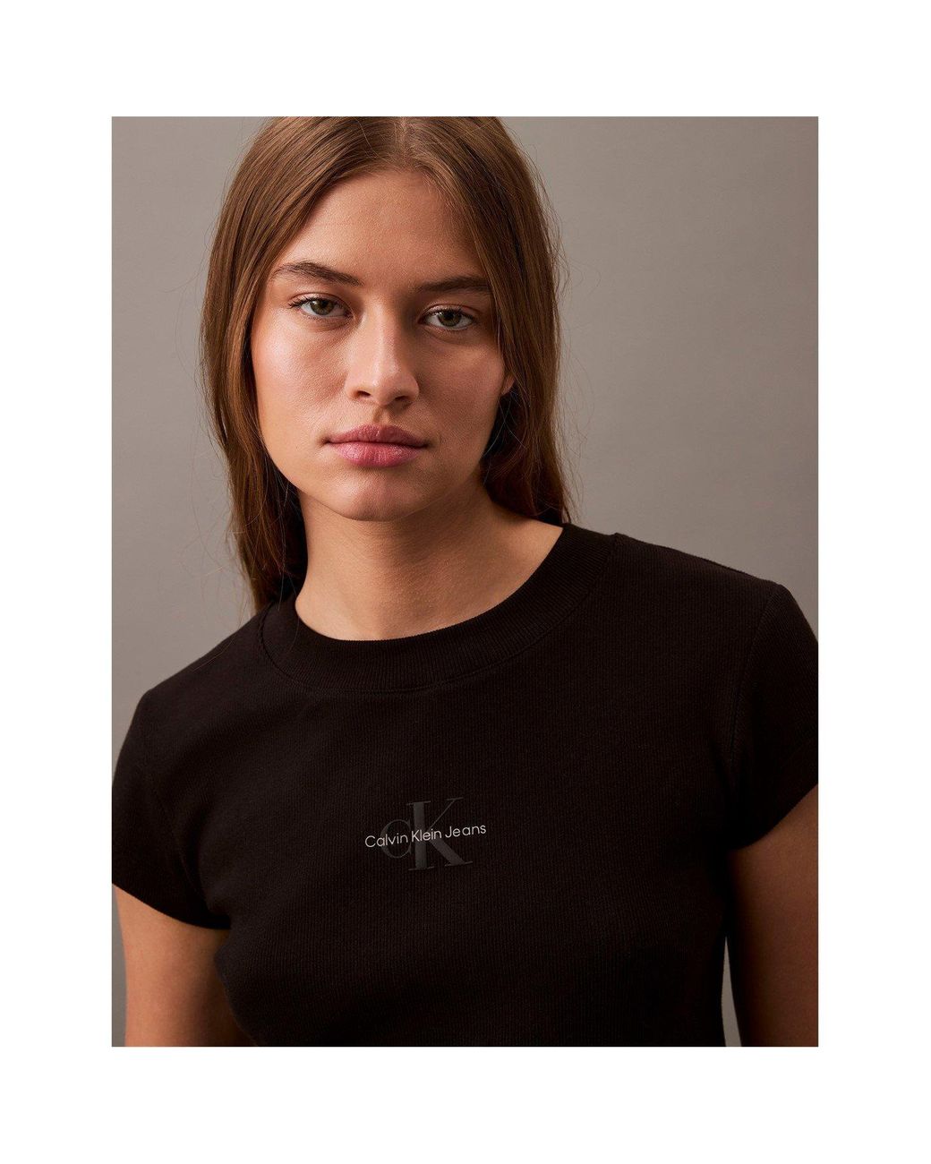 Calvin Klein Black Ckj Mono Baby T Crop Top