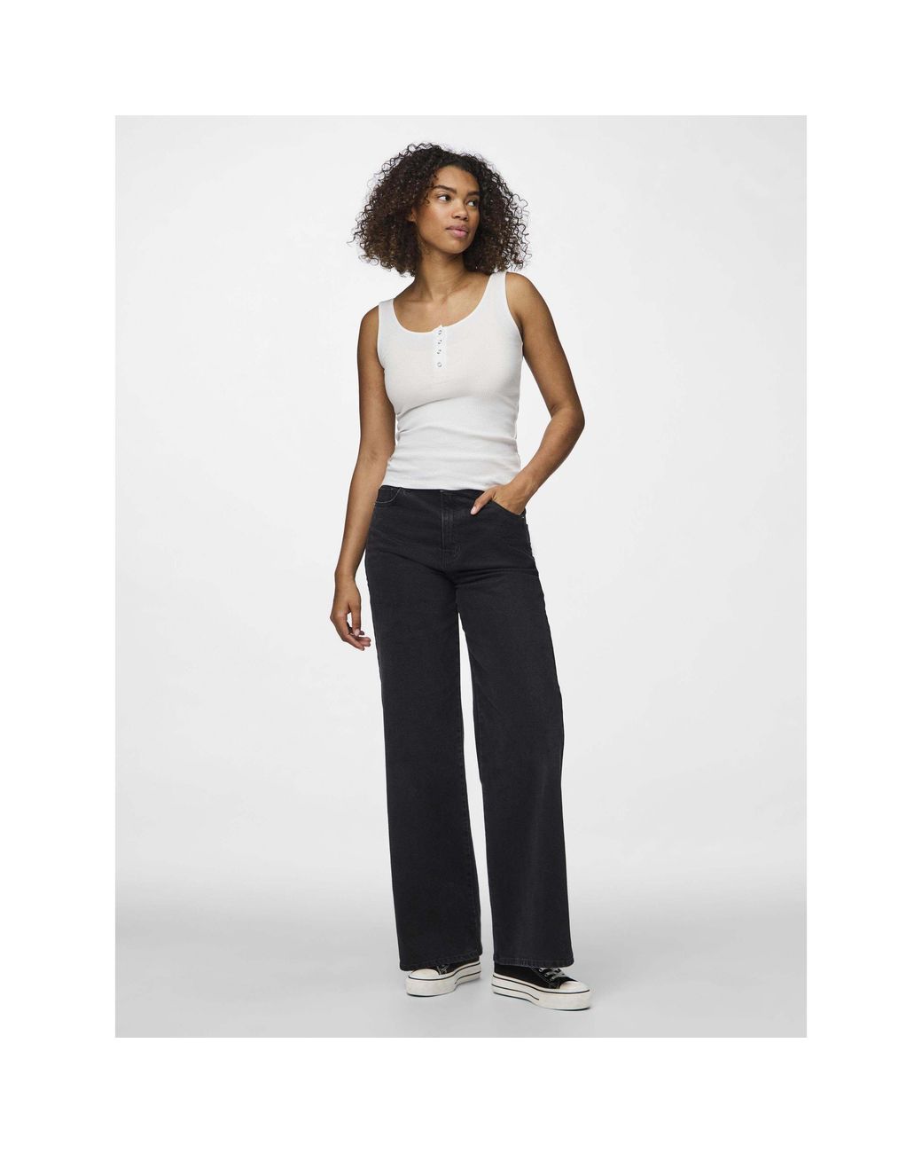 Pieces White Kitte Cotton Slim-Fit Tank Top