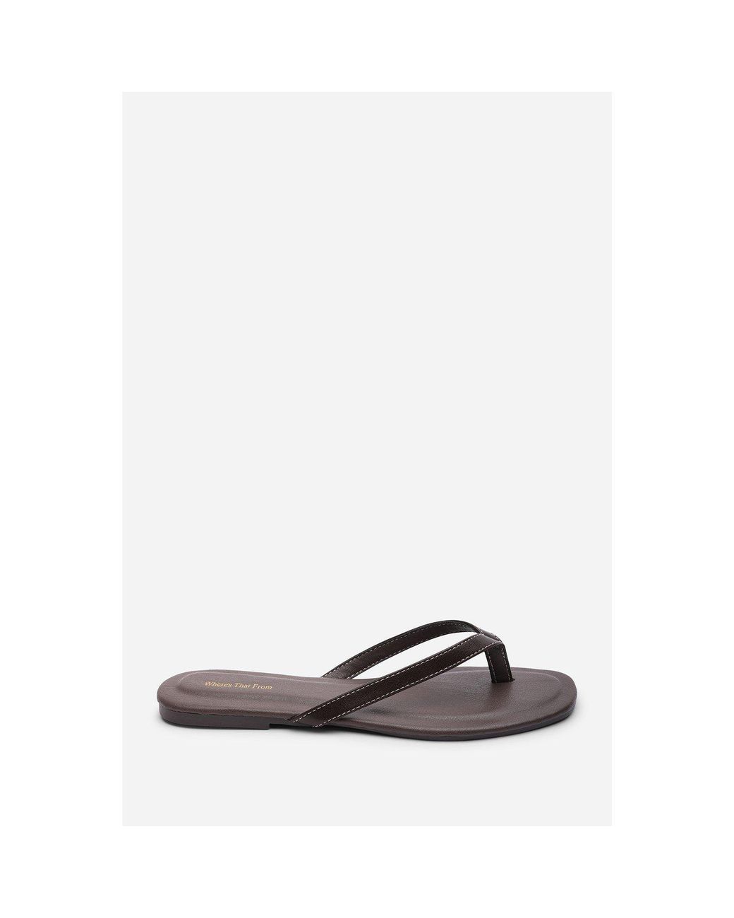 Where's That From Brown Where's Flip Flop Sandal With Contrast Stitch Detail