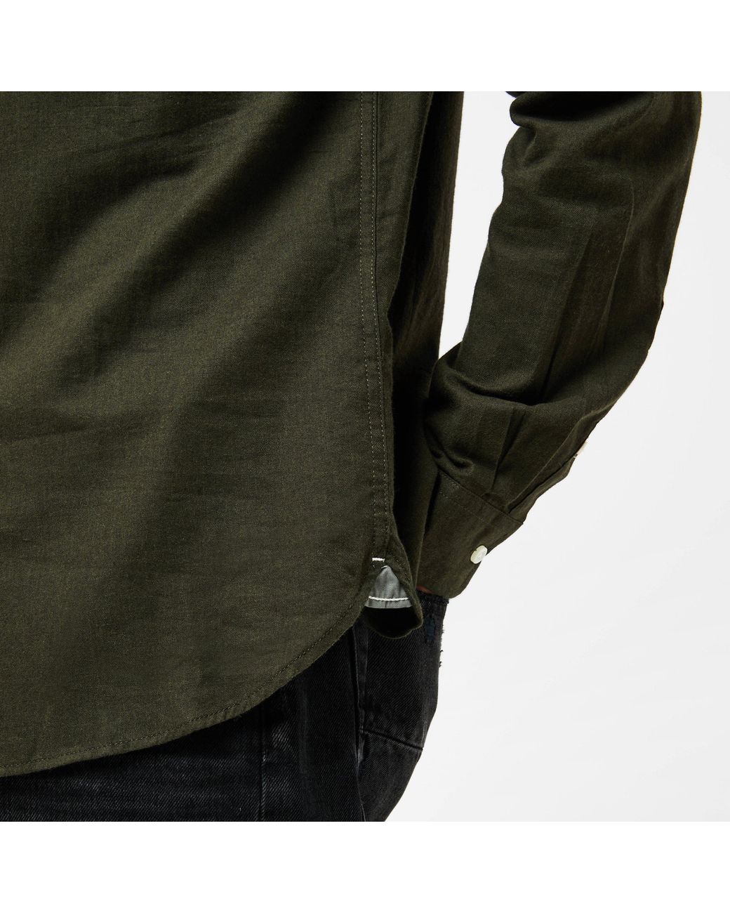 ONLY Green Long-Sleeve Plain Shirt for men
