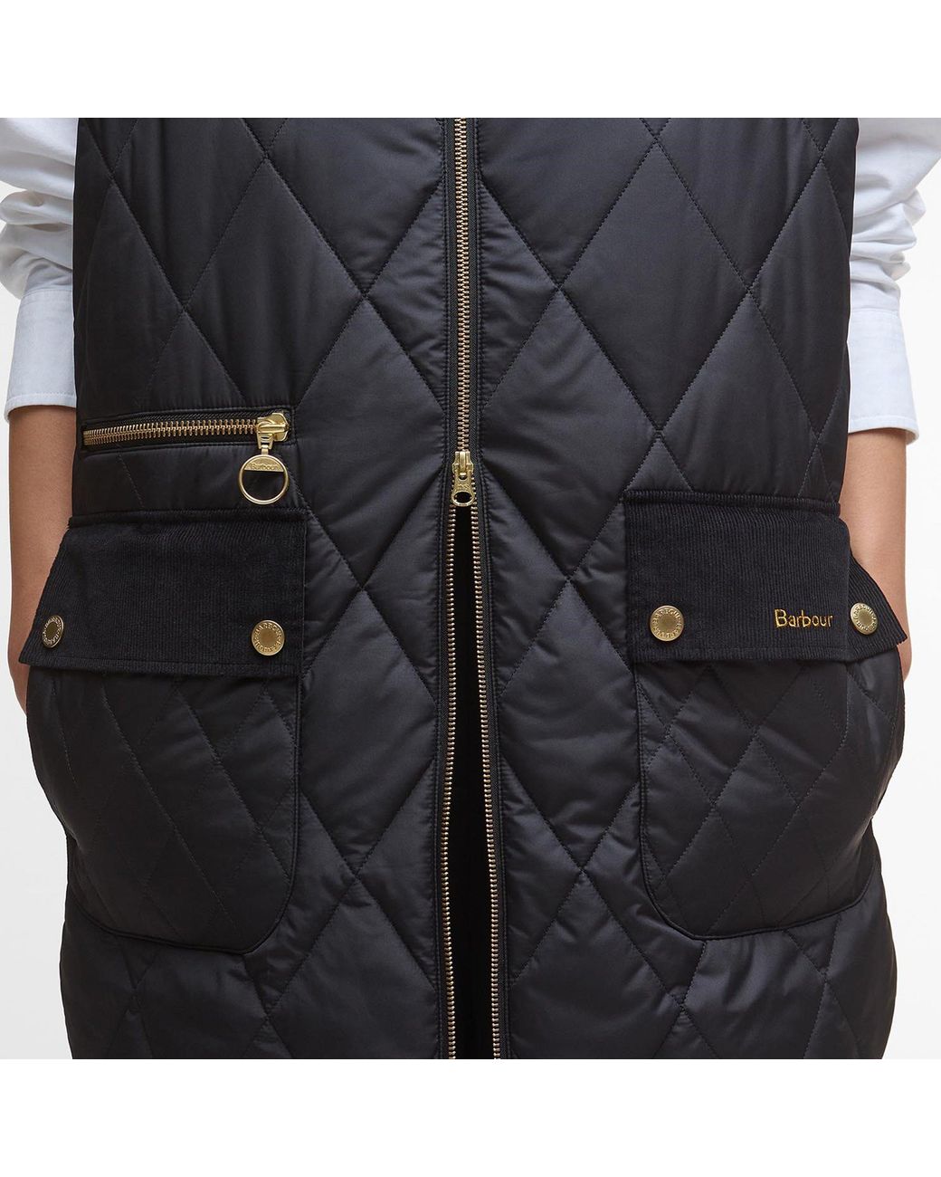 Barbour Black Lydia Diamond Quilted Sleeveless Gilet