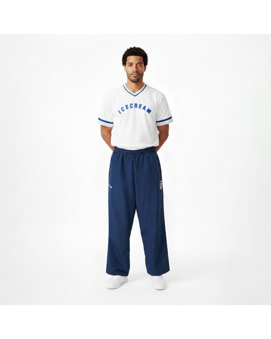 ICECREAM Blue Running Dog Closed-Hem Woven Tracksuit Bottoms for men