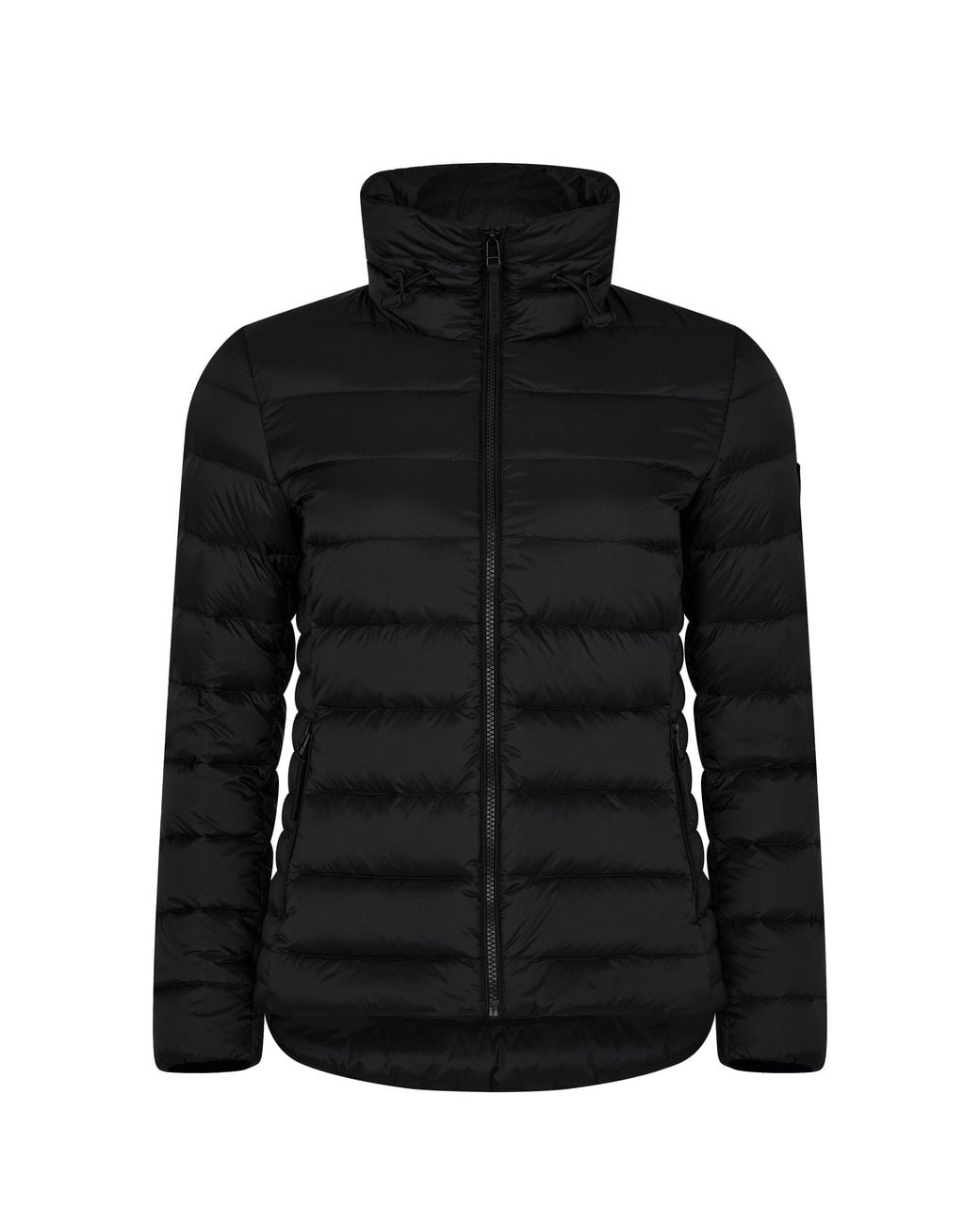 Belstaff Black Lift Water And Wind Resistant Long Sleeve Funnel Neck Short Puffer Jacket