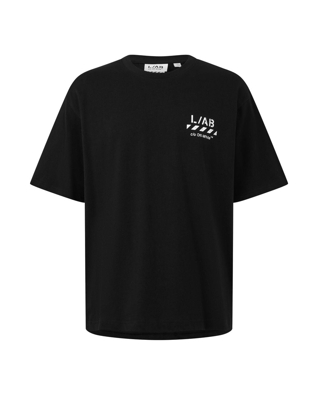 L/AB Off White Black Diag Cotton Short-Sleeve Crew-Neck Oversized-Fit T-Shirt for men
