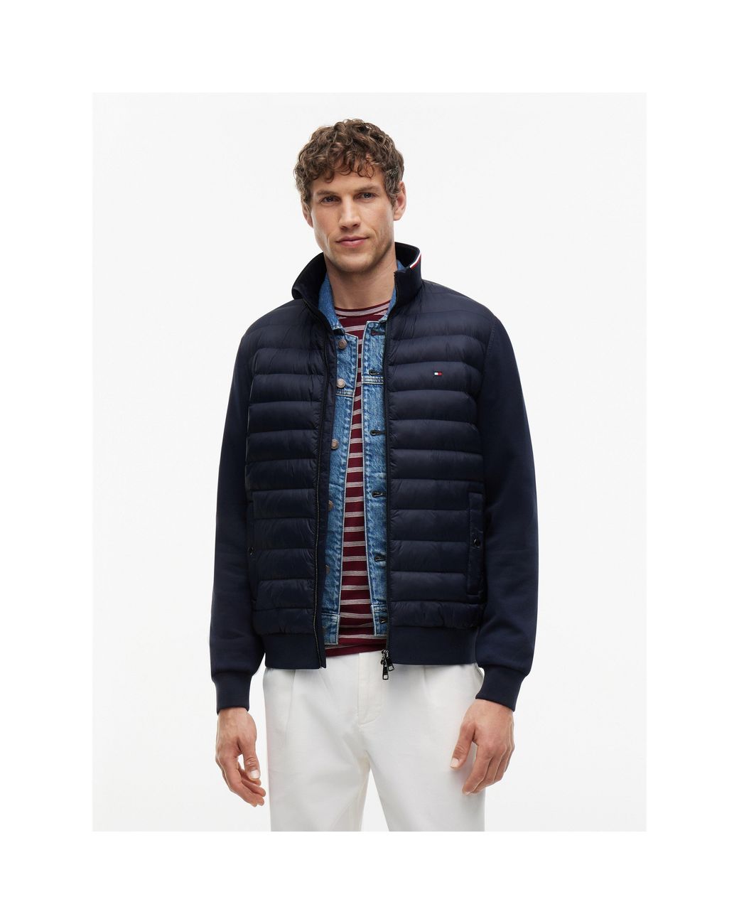 Tommy Hilfiger Blue Cotton Full-Zip Hybrid Jacket for men