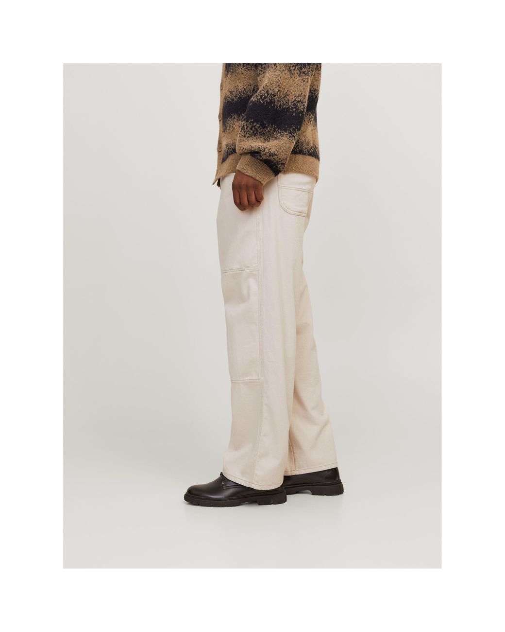 Jack & Jones Natural Owen Wide Leg Trouser for men