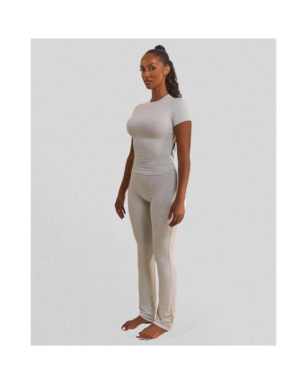 Mars the Label Gray Sculpt Short Sleeve Top