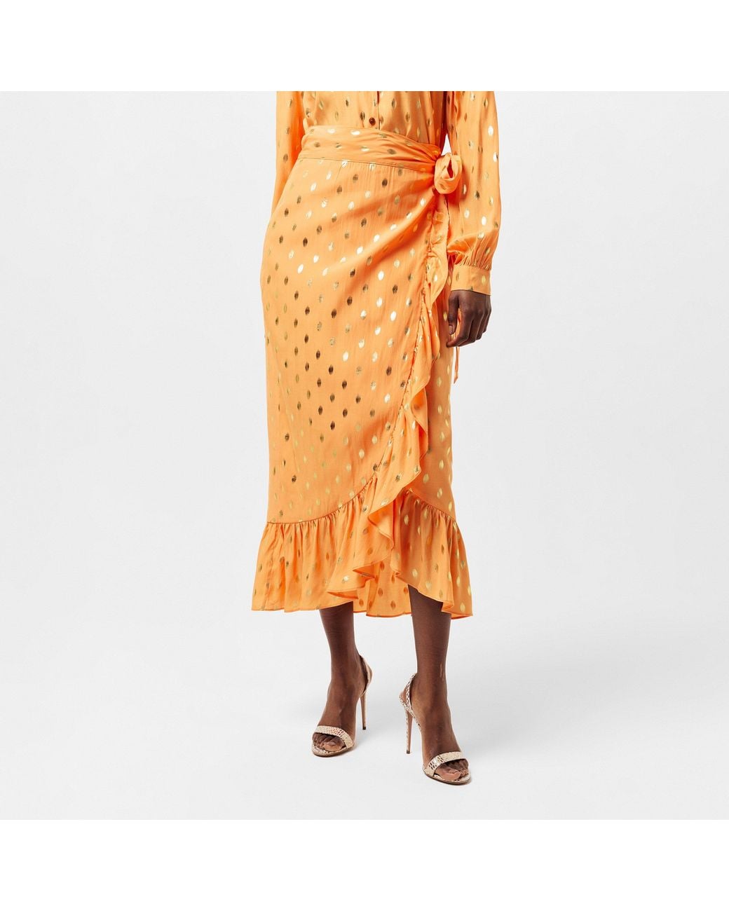 Never Fully Dressed Orange Fleck Jaspre Textured Wrap Skirt