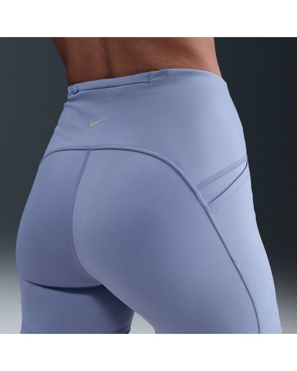 Nike Blue Swift High-Waisted Tight Running Shorts With Pockets