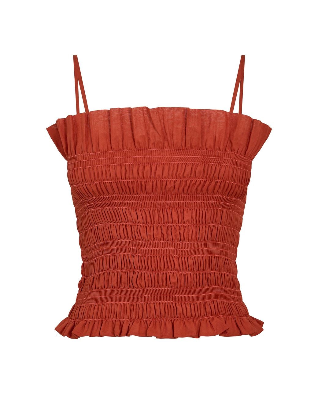 ANDAMANE Red Suri Smock Tube Bandeau Top