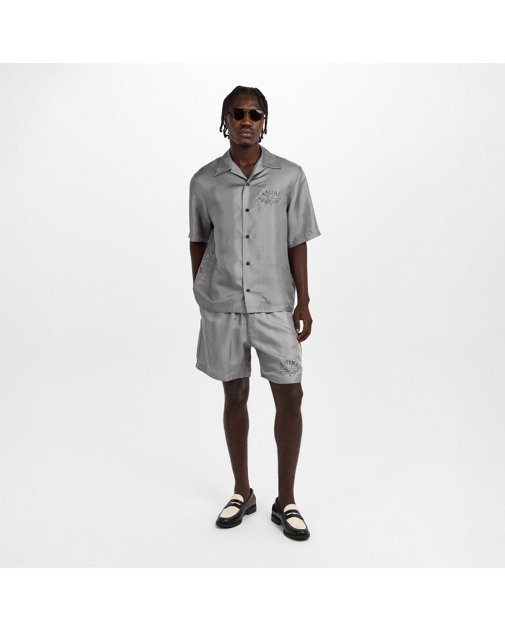 Amiri Gray Silk Art District Shirt for men