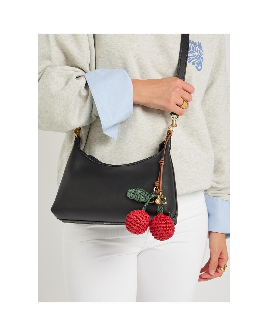 COACH Red Straw Cherries Bag Charm