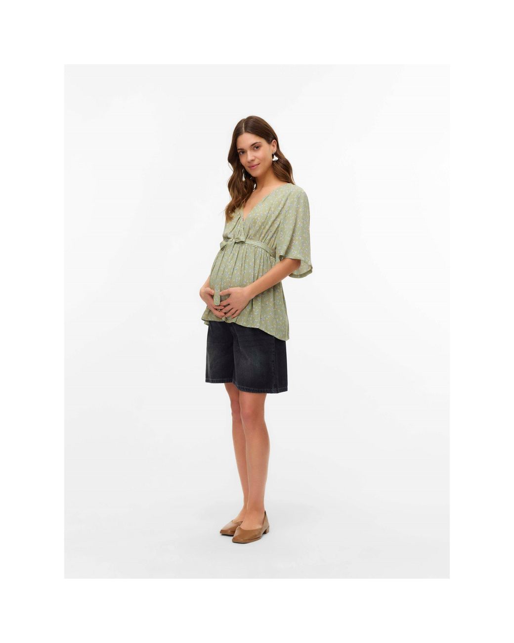 Mama.licious Gray Mama Regular Fit T-Shirt