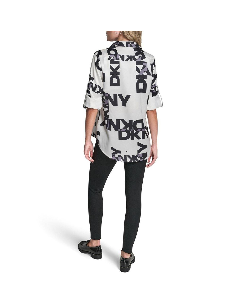 DKNY Black Sportswear All-Over Print Long-Sleeve Shirt